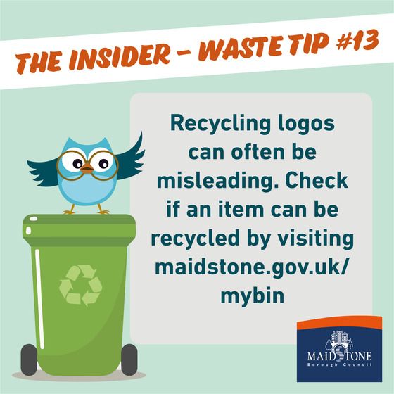 Recycling logos can often be misleading. check if an item can be recycled by visiting maidstone.gov.uk/mybin