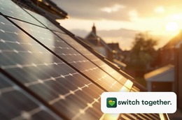 solar panel on a roof with sun reflecting 