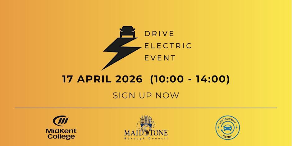 drive electric logo lightening graphic on yellow