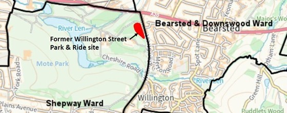 map of part of Maidstone showing site