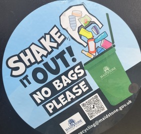 Shake it out sticker for recycling bins