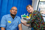 Staff Nurse Jay flu vaccine