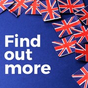 Medway libraries find out more button with small union jack flags