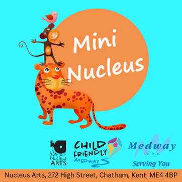 Logo for Mini Nucleus, of a tiger and monkey. 