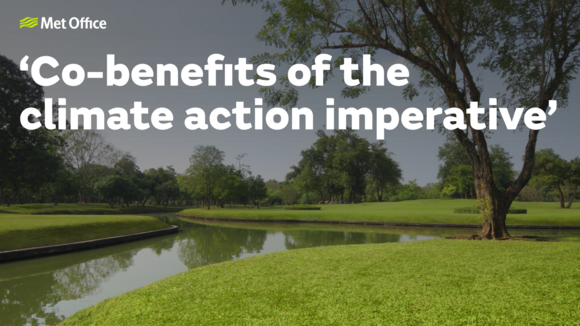 Green parkland with water course and trees