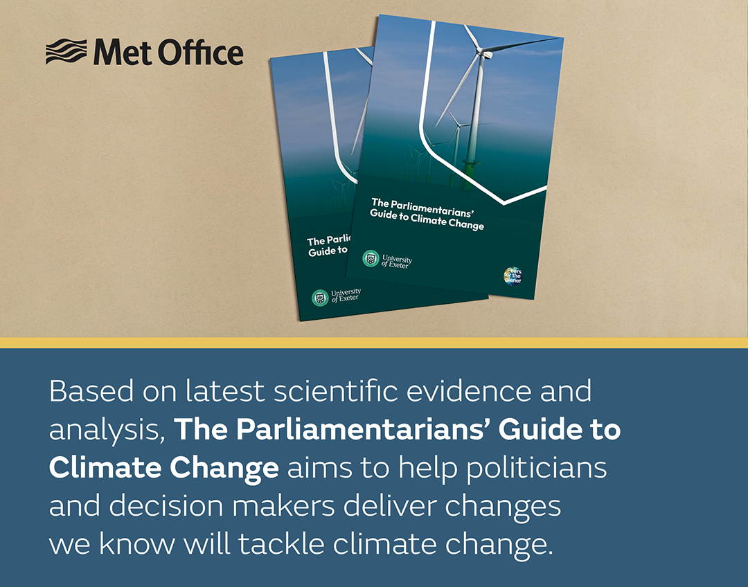 Met Office graphic showing a picture of the parliamentarians' guide to climate change