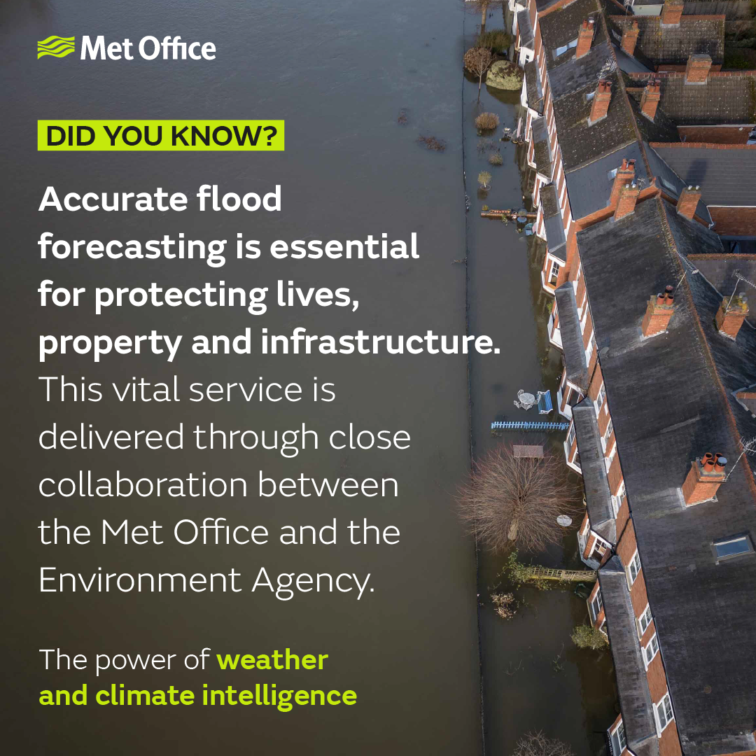 Accurate flood forecasting - close collaboration between the Met Office and the Environment Agency.