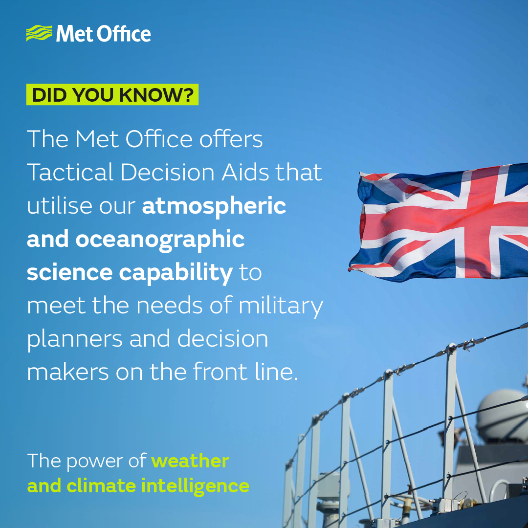 Met Office graphic on weather and climate intelligence for defence planning.