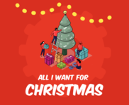 All I want for Christmas graphic with christmas tree 