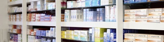 Medicines at a pharmacy