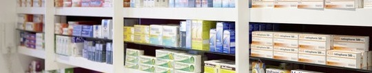 Medicines at a pharmacy
