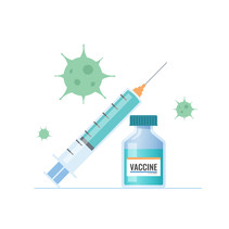 Corona virus covid-19 vaccine,injection, vaccine bottle, vector illustration stock illustration