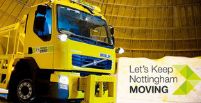 Gritting Nottingham image with Keep Nottingham Moving logo