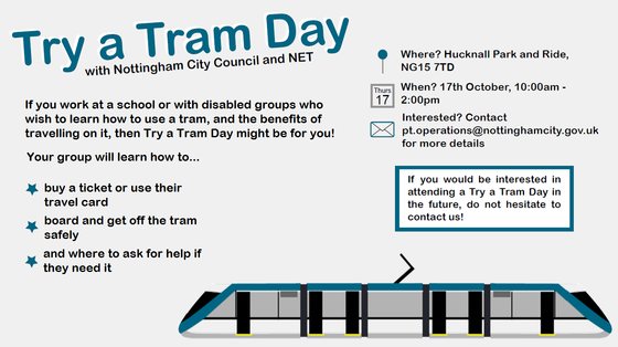 Try a tram day promotional flyer