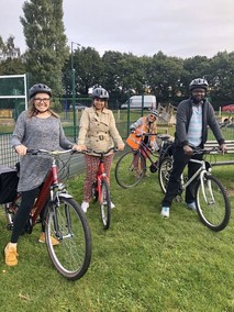 Cllr Williams attending a community cycle centre