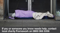 Rough sleeper in doorway