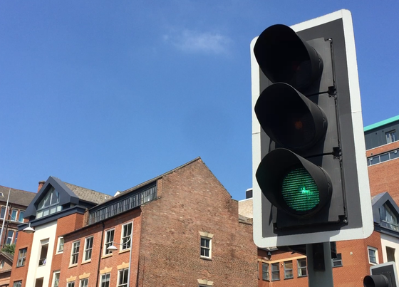 Traffic light showing green signal