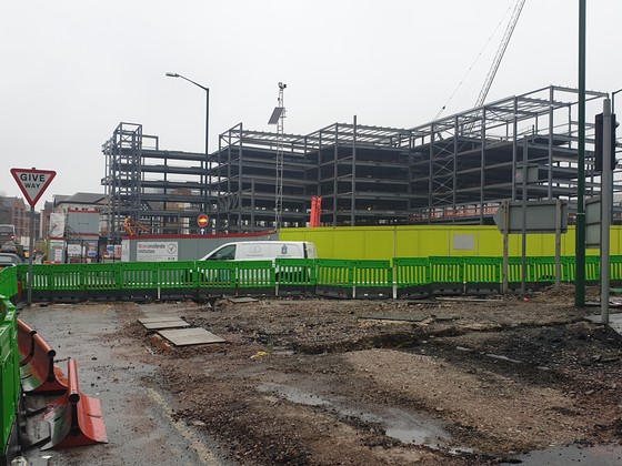 Construction of the new Broadmarsh Car Park from Canal Street
