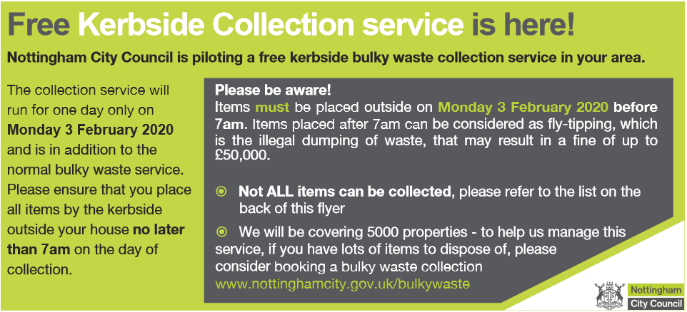 FREE kerbside recycling coming to Dales ward on Monday 3 February 2020