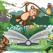 illustration of animals in jungle