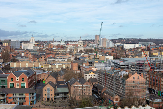 Aerial image of Nottingham city centre