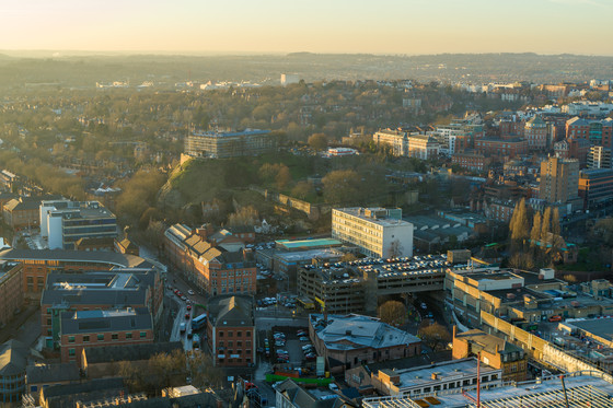 Aerial view of Nottingham Castle