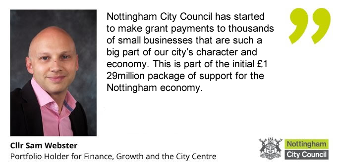 Quote from Cllr Sam Webster, found in the first paragraph under "Business Support Grants - How To Apply."