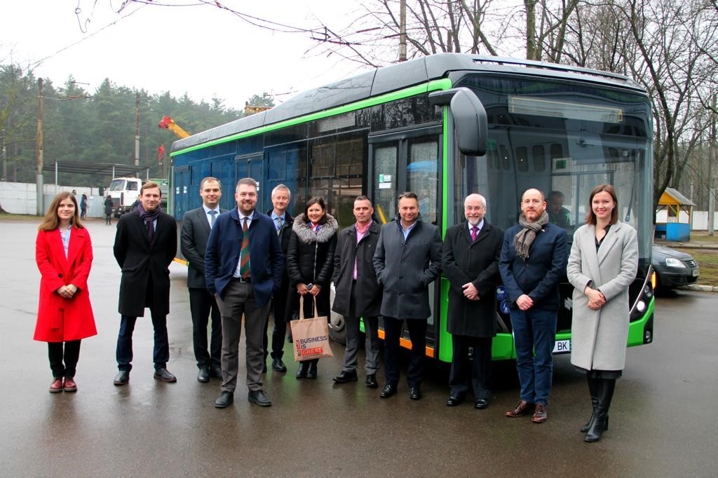 Trip to Belarus in front of electric bus