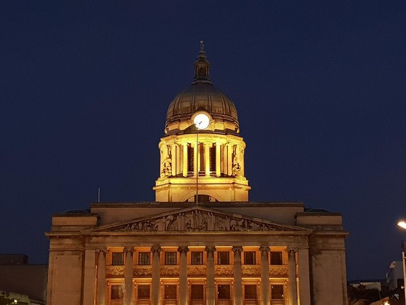 Council house lit yellow