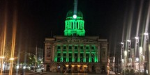 Council house lit green