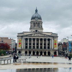 Council House with poppies