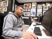 man using a public computer