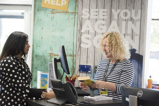 staff serving customers