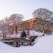 Castle snow scene