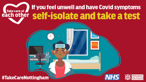 Covid symptoms - self isolate and take a test graphic