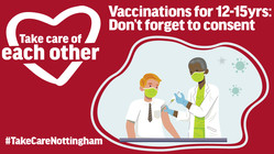 Vaccinations for 12-15yrs - don't forget to consent graphic