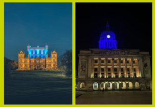 Nottingham sites lit up in colours of Ukrainian flag