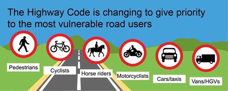 Hierarchy of users with pedestrians at the top and HGVs at the bottom.