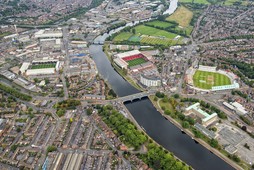 View of Trent Bridge and stadiums from the air