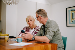 Couple looking at phone