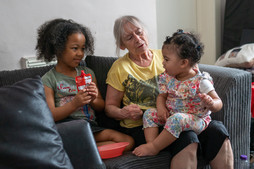 Family in living room