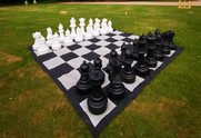 Life size chess board on grass