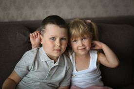 Children on sofa