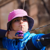 Archer with pink hat