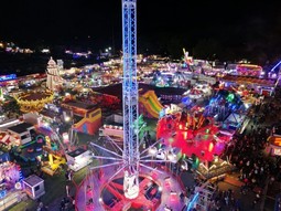 Goose Fair aerial shot at night