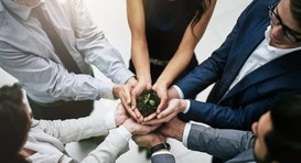 Group of people holding plant