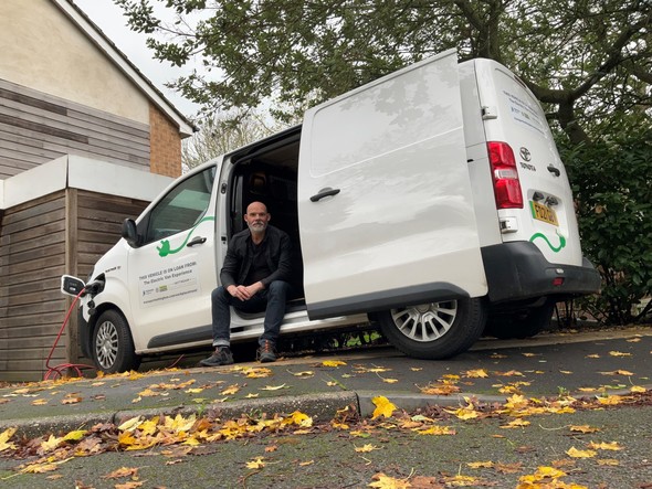 Mark Bushnell with his electric van loan