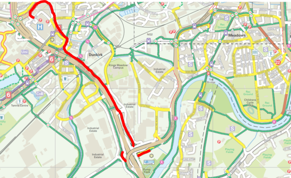 QMC to Queen's Drive P&R cycle route 