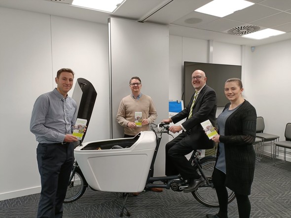 NCC e-cargo bike team showing off the vehicle