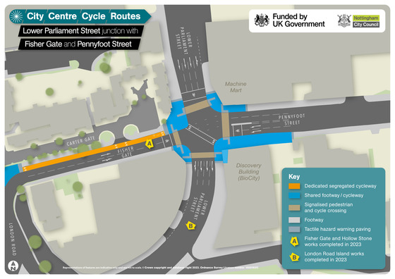 Map showing the next phase of cycle lane construction